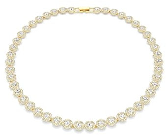 Swarovski Una Angelic Tennis Halskette, Rundschliff, Weiß, Goldlegierungsschicht