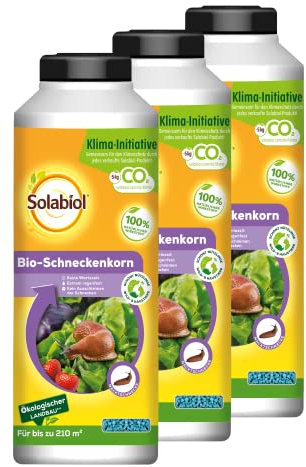 Solabiol Bio-Schneckenkorn gegen Nacktschnecken an Gemüse, Obst und Zierpflanzen, 3 x 800 g für jeweils bis zu 210 qm