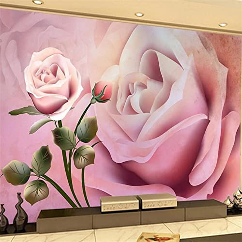YABAOST Selbstklebendes Wandbild 300X200Cm 3D Wandtattoo Wandsticker Schlafzimmer Rosa Mode Blumen Wanddeko Wandaufkleber Wohnzimmer Tapete Wasserdichtes Pvc Wandbild Hintergrund