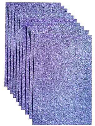Jtnohx Glitzer Filz, 10pcs Glitzerstoff für Handwerk, 20 x 30 cm Filz zum Basteln Glitzer, Filzstoff Quadrat für Party Projekt Urlaub Festival(Lila)