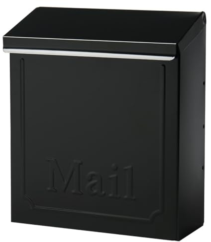 ARCHITECTURAL MAILBOXES Townhouse Vertical Small Capacity, Galvanized Steel Wall Mount Mailbox, 4.1 x 8.6 x 10.1 inches, Black