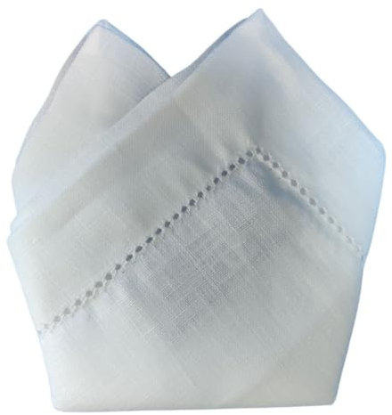 Cuore di lino - Einstecktuch aus Leinen, optisches Weiß, Cremeweiß, Natur, mit Ajour, Rahmen 25 x 25 cm, hergestellt in Italien, Optic weiß, 25x25cm