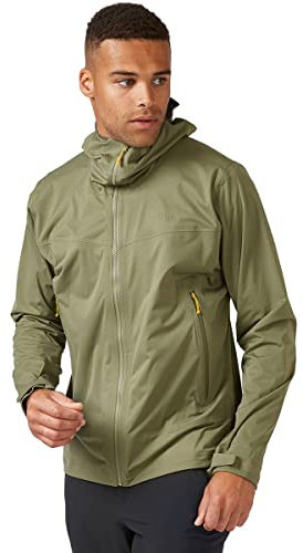 Rab Herren Kinetic 2.0 Jacke – Wasserdichter atmungsaktiver Softshellmantel zum Wandern, Skifahren und Klettern, Hellkhaki, M