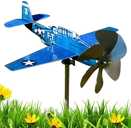 Girouette d'avion, Avion à Vent, revêtement métallique anticorrosion en Acier Inoxydable, Jardin, décoration Jardin girouette d'avion