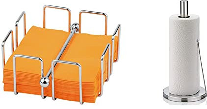 APS Serviettenhalter „Bar, Serviettenspender aus verchromtem Metall, Serviettenständer für Cocktailservietten, inkl. Beschwerer, 14 x 14 cm, 6,5 cm Höhe, für 50 Servietten & kela, Edelstahl, matt