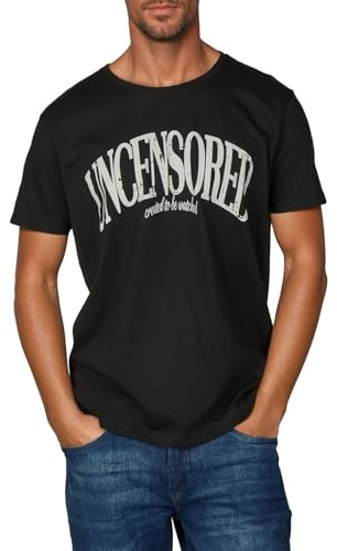 riverso Tshirt Herren Baumwolle Regular Fit RIVLeon Rundhals Kurzarm Sommer Tee Shirt Print, Größe:XXL, Farbe:Black (TJD)
