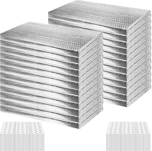 Kit di pannelli isolanti 24P per porte del garage, spessore 0,6 cm, foglio di alluminio riflettente a doppia bolla, 240 nastri, per isolamento termico invernale e termico estivo, per soffitta, garage,