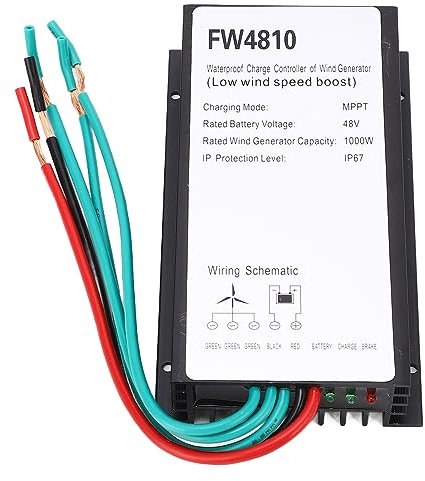 BuyWeek Controller di Ricarica per Turbina Eolica, Regolatore di Carica per Generatore Eolico 1000W 48V MPPT IP67 Impermeabile