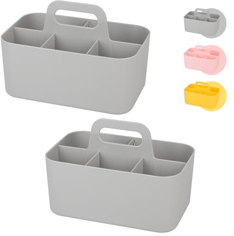 Tiawudi 2 Pack Caddy Organizer with Handle, Portable Plastic Caddy, Storage Organizer for Cleaning, Bath, Makeup, Art, Craft, Stationary, Classroom and Office, Tote Organizer