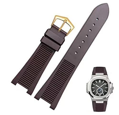 EKSIL Für Patek Philippe 5711 5712G Nautilus Armband Silikon schwarz blau braun Armbanduhr Band 25 * 13mm Sport Gummi Uhrenarmbänder, 25-13mm, Kunststoff, Achat