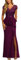 MISSMAY Women's Elegant V-Neck Lace Peplumed Ruffle Split Bridesmaids Party Gown Formal Maxi Dress (Large, Burgundy)