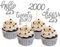 24 Stück Glitzer 25. Geburtstag Cupcake Toppers, Tortendeko Silberhochzeit, Geburtstagsdeko 25 von 2000 für 25. Geburtstag Party Deko, 25 Hochzeitstag Kuchendeko (Silber)