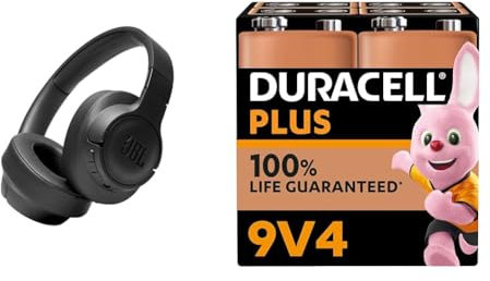 JBL Tune 760NC Wired and Wireless Over-Ear Headphones with Built-In Microphone & Duracell Plus 9V Batteries - Alkaline - 5 Year Storage - 6LR61 MN1604