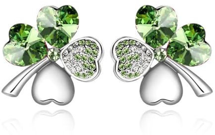 EHOTER Broche trèfle à quatre feuilles en strass pour la Saint-Patrick - Pour homme et femme - Décoration de vêtements, sacs, sacs à dos, chapeaux, Plastique