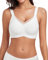 WOWENY Wireless Bras Padded with Support Seamless V Neck Lace Bralette Non Wired Comfy Bustier Everyday Bras for Women[White, L]