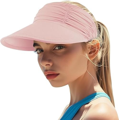 Baynetin Visera Mujer, Anti UV Gorra, Plegable Sombrero De Playa, Deportiva Protección UV, Duplica Protección de Piel, Sombrero de Sol para Juego, Deportivas para Exteriores (Z_Rosa)