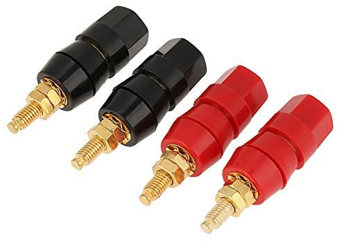 Jwthee Morsettiera per Altoparlanti 4 Pezzi, Morsettiera per Connettore Terminale Amplificatore Morsettiera per Altoparlanti Audio Rossa Nera per Connettore Adattatore Spina a Banana