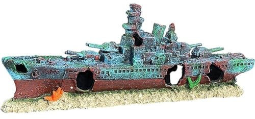 HiyyFloy Aquarium-schiffswrack-Dekorationen, Harzmaterial, Versunkene Schiffsdekorationen, Titanic, Verlorenes Zerstörtes Boot, Schiffsdekorationen Für Aquarien