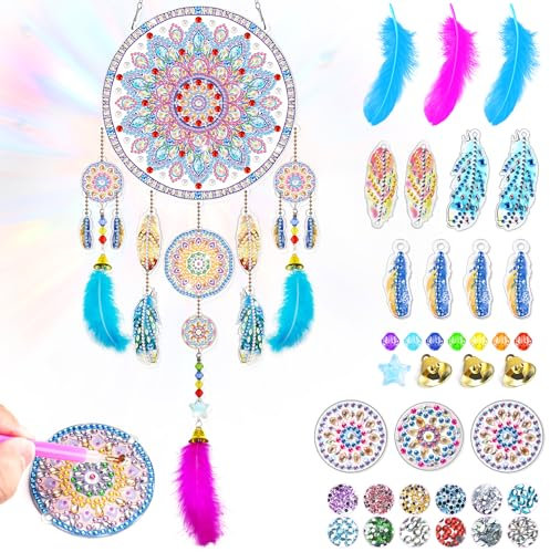 Geschenke für 5–7–8–10 Jahre alte Mädchen, Kunst und Handwerk für Kinder, Diamant-Malerei-Set, Windspiel, Bastelsets für Kinder, Geschenke für 6, 9, 11, 12 Jahre, Spielzeug, Alter 6, 8, 9, 10