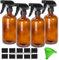 16 oz Amber Glass Spray Bottle for Essential Oil, Small Empty Spray Bottle, Fine Mist Spray, Refillable for Travel, Cleaning, Set of 4 (16 oz)