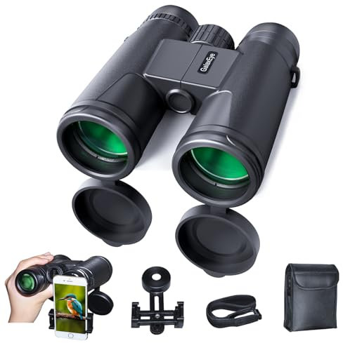 Binoculars for Adults and Kids 12x42 GalaxEye Compact High Powered with Phone Adapter Low Light Vision Easy Focus Waterproof with HD BAK4 Prism FMC Lens for Bird Watching, Cruise, Travel