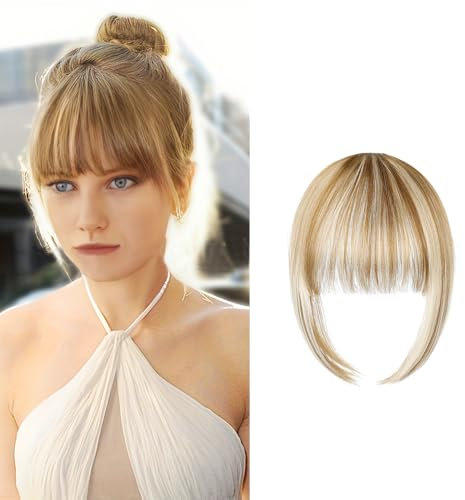 FFWTPY Haarschmuck Bangs Clip Remy Echthaar Fringe mit Schläfen One Piece Haarteil Extensions Natürliche Bang with Tempel Haarteile Haarverlängerung für Frauen
