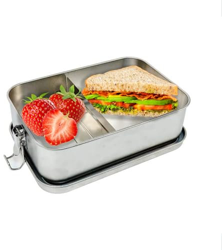 Generisch Lunch Box Große Lunchbox – 2.36 PFund/850ml Fassungsvermögen, Edelstahl-Lunchbox mit Fächern, auslaufsicheres Design, Lunchbox für Kinder und Erwachsene, ideal für Arbeit, Schule und Reisen