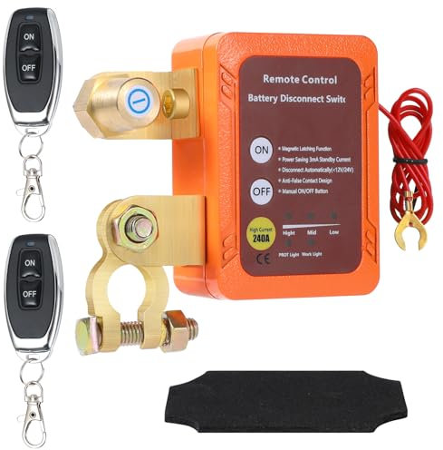 BOWEICORE Desconectador de Bateria Coche, Cortacorrientes Bateria Coche 12v, Desconectador de Bateria con Control Remoto, Interruptor Bateria Coche 240a para Automóviles, RV, ATV, Camión, Barco