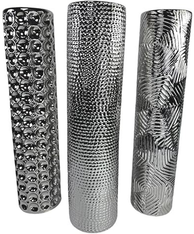 Dekorative Keramikvase Verschiedene Muster Silber 50 cm hoch Dekovase (Kugelmuster)