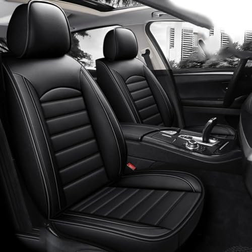 WHLYQF Auto Sitzbezüge Für Alfa Romeo Giulietta 2011-2021, Auto Sitzkissen Schonbezüge 5 Sitze Leder wasserdichte Auto Sitzbezügesets Autositzschoner,A-Black