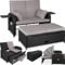 tectake® Poly Rattan Geflecht Lounge Set mit Hocker, Polsteraufbewahrung, 2er Sofa, Couch mit Verstellbarer Rückenlehne, wetterfest, Möbel für Balkon, Garten, Terrasse, Schutzhülle - schwarz/grau
