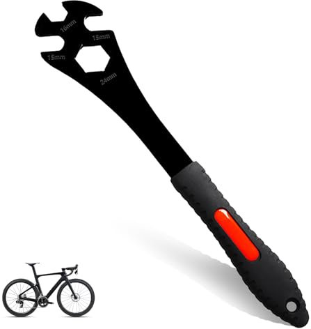 UZSUZZ Pedalschlüssel, 4-in-1 Fahrradpedalschlüssel Fahrrad Pedalschlüssel Mit Extra Langem Griff 15/16/24mm Fahrradreparaturwerkzeug Zum Entfernen Und Ersetzen Von Fahrradpedalen Kurbel-Werkzeug