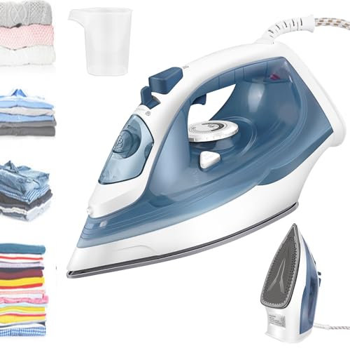 2400W Dampfbügeleisen Bügeleisen Klein, Bügeleisen Hans Dampf 350ML Wassertank Bügeleisen Mit 5 Gang-Temperaturregelung, Antihaft-Bügelsohle, Selbstreinigungs Funktion, 1,95M Kabellänge