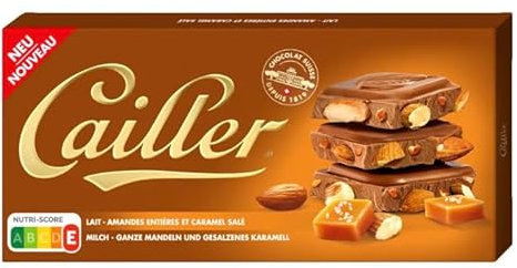 Cailler Chocolat Suisse au Lait, Amandes Entières et Caramel Salé, 200g