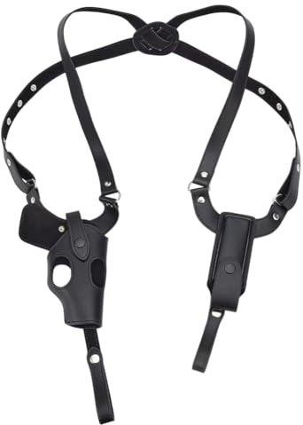 nbeads Schulterholster, Verstellbares Vertikales Brustholster mit Magazintasche Leder Schulterholster zum Verdeckten Tragen für Aktivitäten im Freien, Schwarz