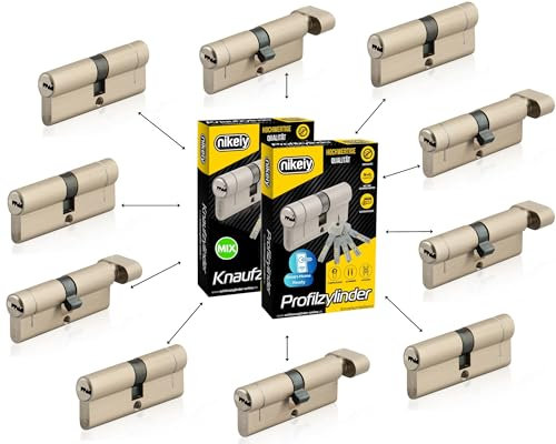 GERCAR Pro+ Schließzylinder 10er Set gleichschließend und frei kombinierbar 10 Profilzylinder mit N+G oder Knaufzylinder inkl. 50 Schlüssel - Schließanlage zusammenstellen frei konfigurieren