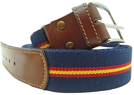 Tiendas LGP - Cinturón Bandera de España de Lona elástica color Azul y Piel de Vacuno, extensible, valido para cualquier Talla
