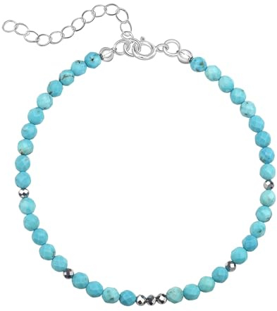 Unique Gems Bracelet de cheville en filigrane Pierres précieuses libre choix chaîne de Perles faccetté Ø 4mm 22cm + 4cm