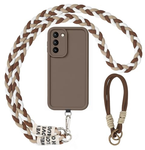 AICISINGN Handyhülle für Samsung Galaxy S21 FE Hülle mit Band und Armband, Handykette Schutzhülle mit Schnur Kordel zum Umhängen TPU Weiche Cover Case für Samsung S21 FE, 04