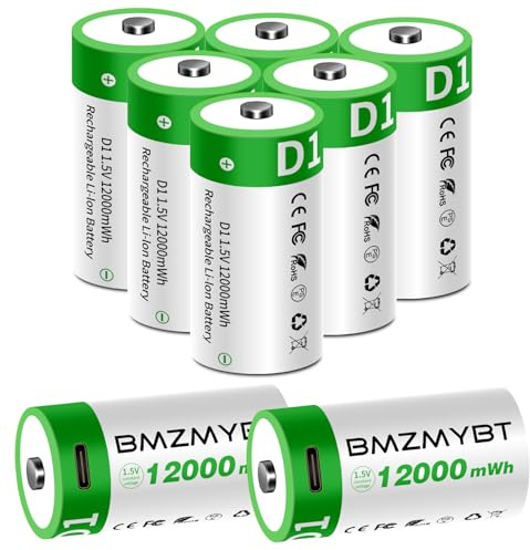 8 Stück D Akku D Akkus, High Capacity 1,5V 8000mAh 12000mWh wiederaufladbare batterien Lithium Akku