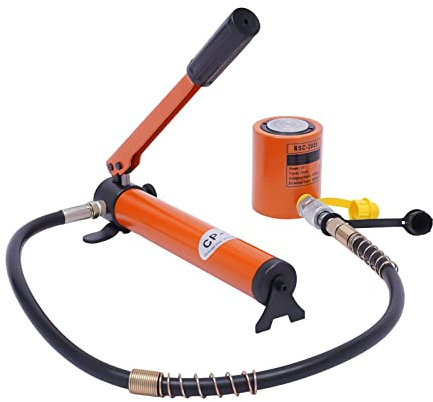 Pompe hydraulique manuelle 20T - Pompe hydraulique à main - 350 CC - Cric hydraulique en acier - Outil de poignée de levage - Cylindre hydraulique manuel avec tuyau de 1 m - Pour lever, plier