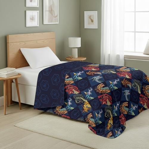 Northwest Dungeons & Dragons Dragons & Dice Gesteppte Decke, bequemer Bett-/Couch-Überwurf, für Erwachsene, Jungen, Mädchen, Ganzjahresdecke, 152,4 x 203,2 cm