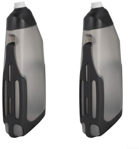 MeevrgR 600ml Aerodynamic Bike Water Bottle Set – Carbon Fiber Cage & Squeeze-Spit Silicone Valve Mount for Road/MTB PP5 Plastic(2)