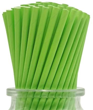 100 Cannucce Carta Verde Solida – 19,7 cm X 0,6 cm, Cannucce Verdi Per Natale, Decorazioni Per Feste Natalizie, Lavori Fai‑Da‑Te