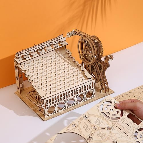 Hallisun 3D Holzpuzzle Murmelbahn, mechanisches Holzmodell zum Selbstbauen für Erwachsene, Achterbahn Spielzeug, Geschenkset, DIY 3D Kugellager Bausatz, 304 Teile