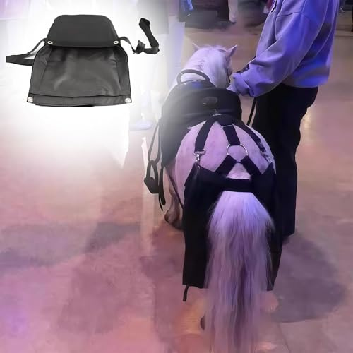 BESTXH Sacchetto Resistente in Tessuto Oxford per Letame di Cavallo, Pannolino Riutilizzabile per Escrementi di Cavallo, Sacchetto Portatile per La Raccolta del Letame di Cavallo,Nero,M