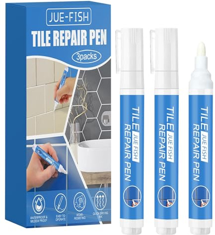 3pcs Stylo Joint Carrelage,Stylo Blanchisseur pour Joints de Carrelage,Kit stylos Réparation Rapide Des Carreaux De Salle De Bain,Application Facile et Séchage Rapide