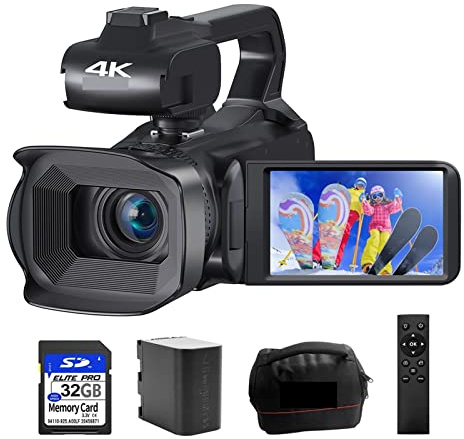 JOLIANE 4K 60FPS Digital Camcorder 64MP Video Camera Live Stream Webcam 4.0 Touch Screen Vlog Recorder 18X Zoom Camera(NO SD Card)