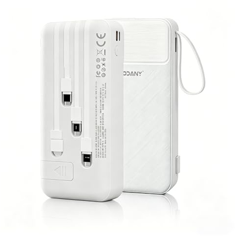 Batería Externa Power Bank 20000mAh Todo en Uno con Cables Incorporados para iPhone y Tipo C Cargador Portátil Inteligente Universal