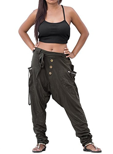 Thaluta Damen-Haremshose, weite Yoga-, Reise- und Freizeithose mit Taschen, lässiger Boho-Stil